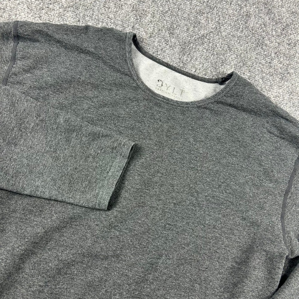 BYLT Long Sleeve Shirt Mens M Grey Drop Cut Hem Premium Basics Crew Neck T-Shirt